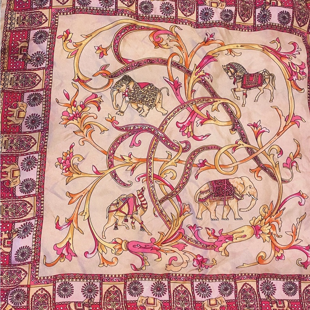 🔥Vibrant Pink 100% silk square neck scarf twilly Patterned Scarf